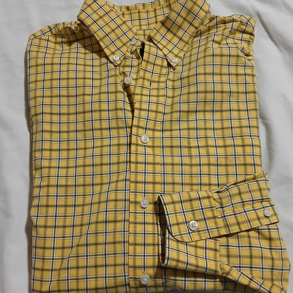 Jos.A.Bank Executive Collection Medium Long-Sleeved Button-Up Yellow/Blue Plaid